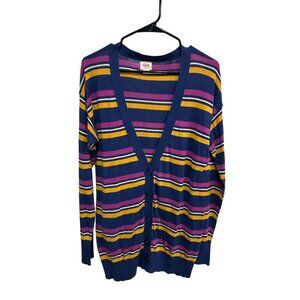 Mossimo Supply Co Womens Multicolor Button-Up Striped Cardigan Size Large Casual